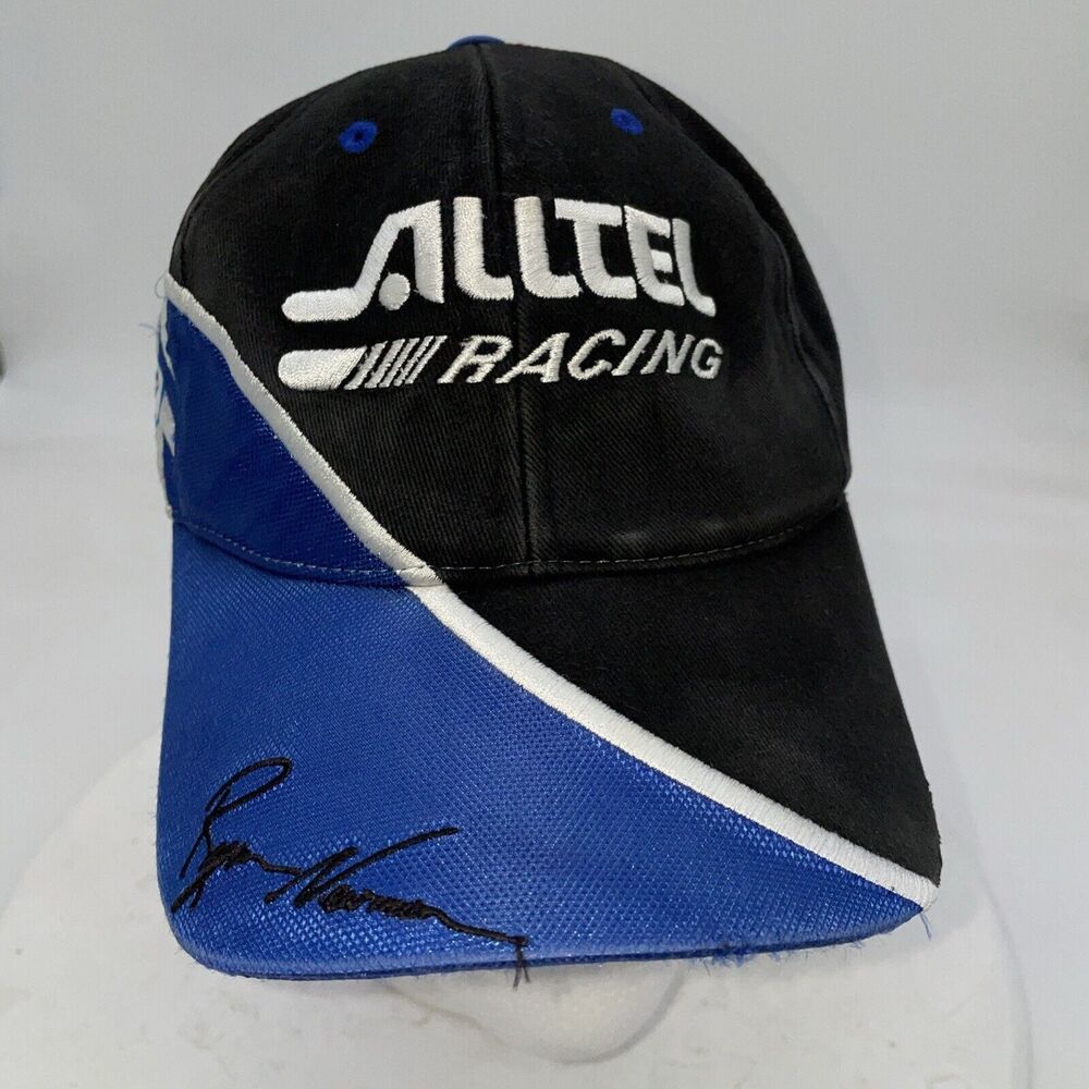 Men’s  Distressed Hat Cap Black Blue Alltel Racing Ryan Newman Penske LP